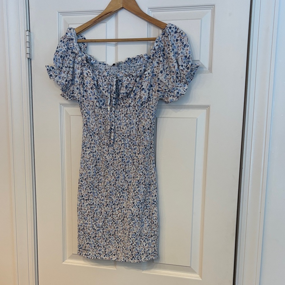 Haute Monde Blue and White Floral Mini Dress